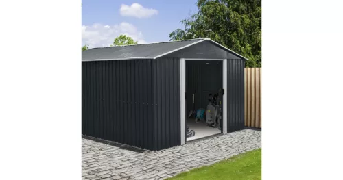 Fém kerti tároló 3 x 3,7 m nyeregtetővel (antracit) Riwall PRO RMSA 12x10 Anthracite