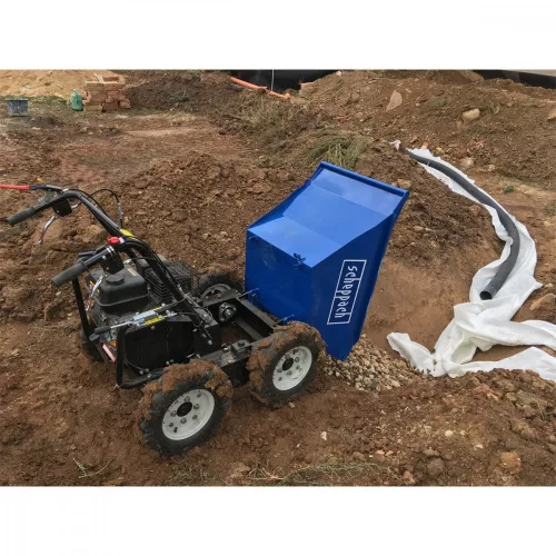 Minidömper 4 x 4 meghajtású mechanikus billenéssel és 300 kg-os terheléssel Scheppach DP 3000