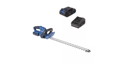 Akkus sövényvágó 20 V-os IXES  + 2 Ah-s akkumulátor + 2,4 A-es töltő Scheppach C-HT570-X-S