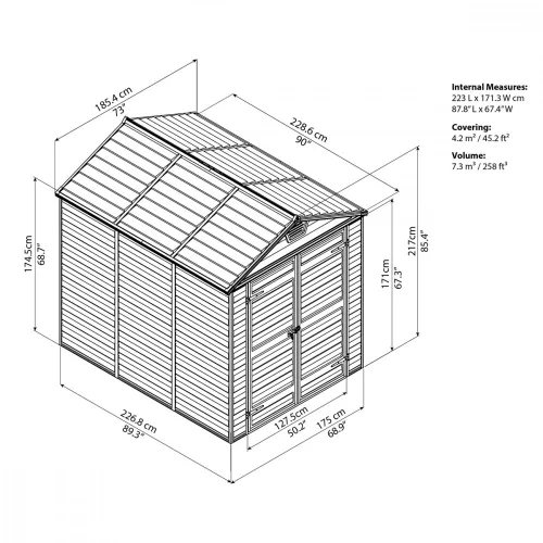 Kerti házak Palram Skylight 6x8 barna