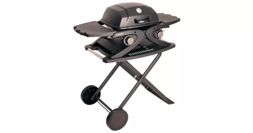 Gázüzemű mobil grillsütő 4,2 kW, 2 gázégővel és összecsukható asztallal Riwall PRO RGG 20 Compact SET