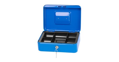 Kék pénzkazetta 25 x 18 x 9 cm