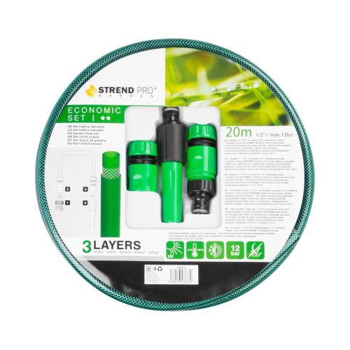 Locsolótömlő szett 1/2" 20m, csatlakozó készlettel