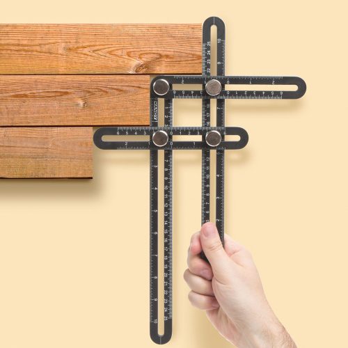 Fém négyoldalú vonalzó, szögmásoló