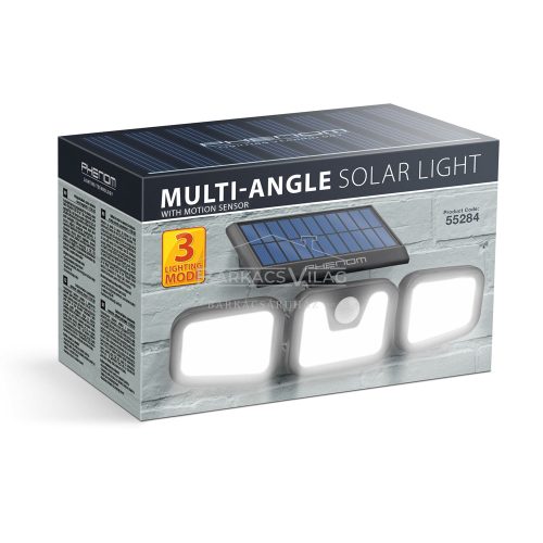 Reflektor szolár mozgásérzékelős, karos, forgatható, 3 COB LED