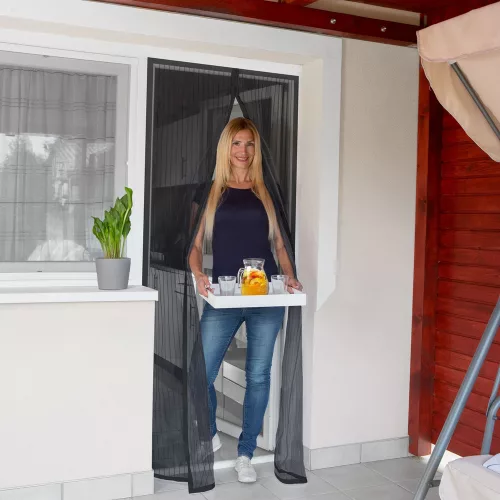 Szúnyogháló függöny ajtóra fekete 100x210 cm mágneses