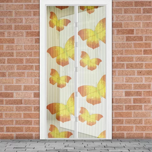 Szúnyogháló ajtóra, mágneses , fehér, lepke mintás 100x210 cm