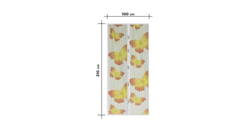 Szúnyogháló ajtóra, mágneses , fehér, lepke mintás 100x210 cm