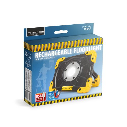 Munkalámpa, mini reflektor 5 W COB-led, újratölthető