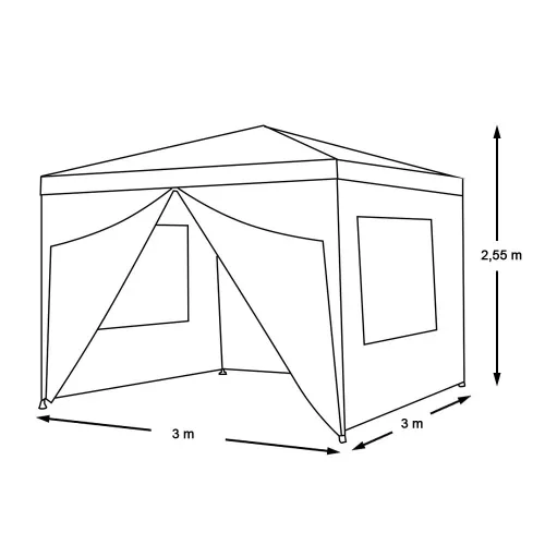 Sátor 3x3 m oldalfallal, fehér