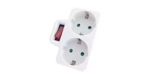 Hálózati adapter 2 földelt aljzat kapcsolóval, Entac