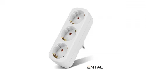 Adapter, hálózati, 3 földelt aljzattal, Entac