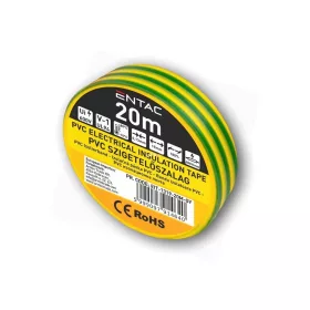 Szigetelőszalag 0,13 x 19 mm zöld/sárga 20 m Entac
