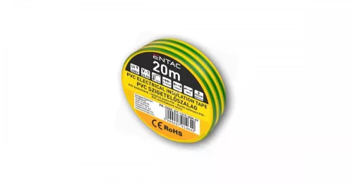 Szigetelőszalag 0,13 x 19 mm zöld/sárga 20 m Entac