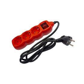 Elosztó 3 foglalat kapcsolóval 1,5m piros, Entac