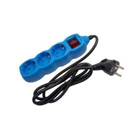 Elosztó 3 foglalat kapcsolóval 1,5m kék, Entac
