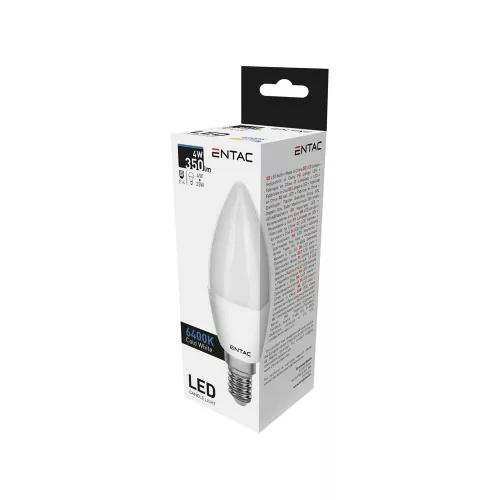 Izzó, gyertya E14 4W CW 6400K, Entac LED Candle