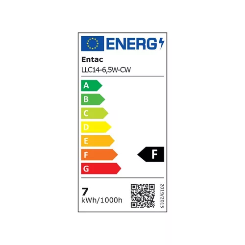 Izzó, gyertya, E14 6,5W CW 6400K, Entac LED Candle