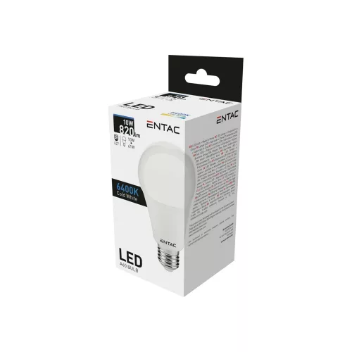 Izzó E27 10W CW 6400K, Entac LED Globe