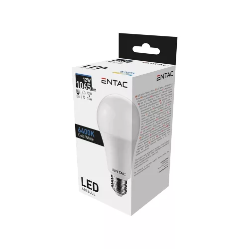 Izzó E27 12W CW 6400K, Entac LED Globe