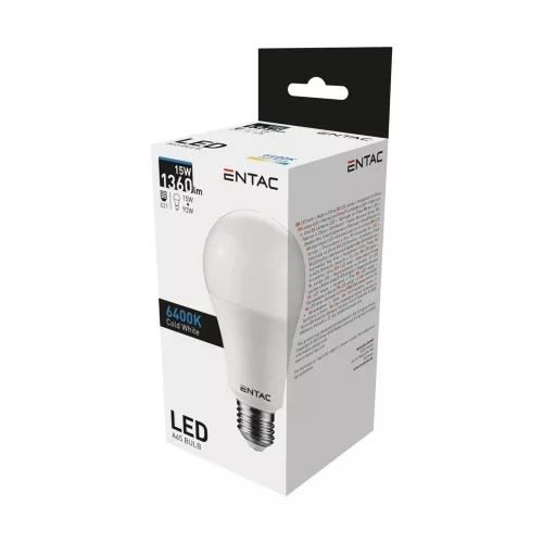 Izzó E27 15W CW 6400K, Entac LED Globe