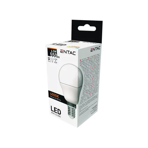 Izzó E14 6,5W NW 4000K, Entac LED Mini Globe