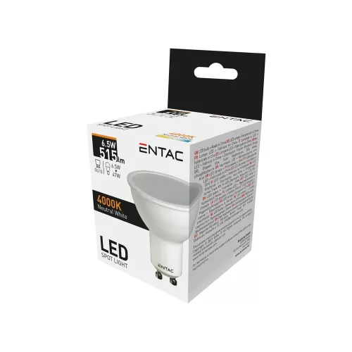 Izzó, Wide Angle GU10 6,5W NW 4000K, Entac LED Spot