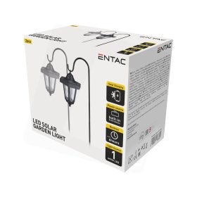   Kerti Solar függő lámpa Entac vas állvánnyal 75cm 1 LED 2db/csomag