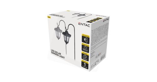 Kerti Solar függő lámpa Entac vas állvánnyal 75cm 1 LED 2db/csomag