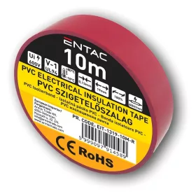 Szigetelőszalag Entac 0,13 x 19 mm piros 10m