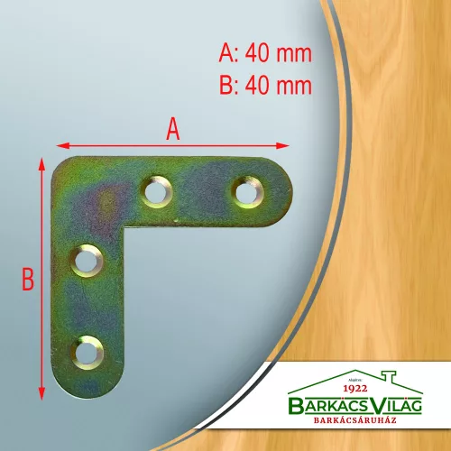 Ablakszegletvas 40x40 mm sárga horganyzott