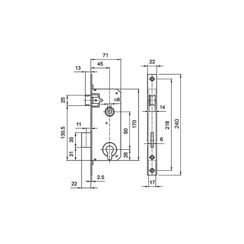 Ajtózár cilinderes 90 mm-es 