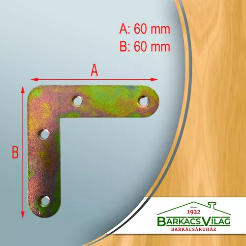 Ablakszegletvas 60x60 mm sárga horganyzott