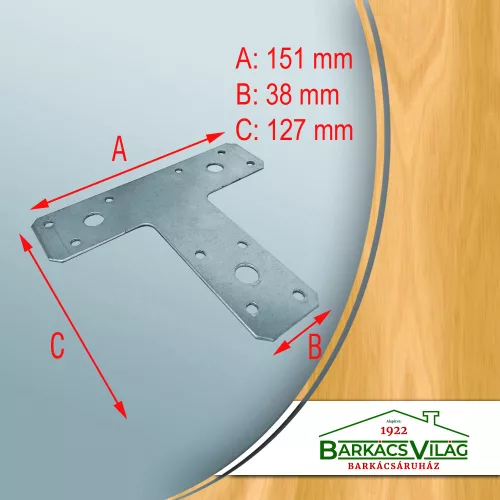 Szegletvas T horganyozott 150 x 127 x 38 mm