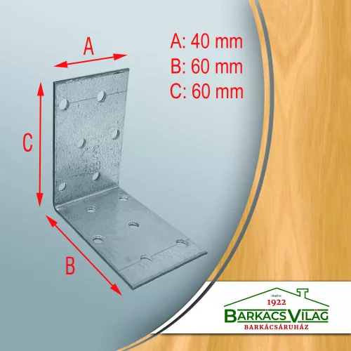 Sarokösszekötő lemez 60 x 60 x 40 mm