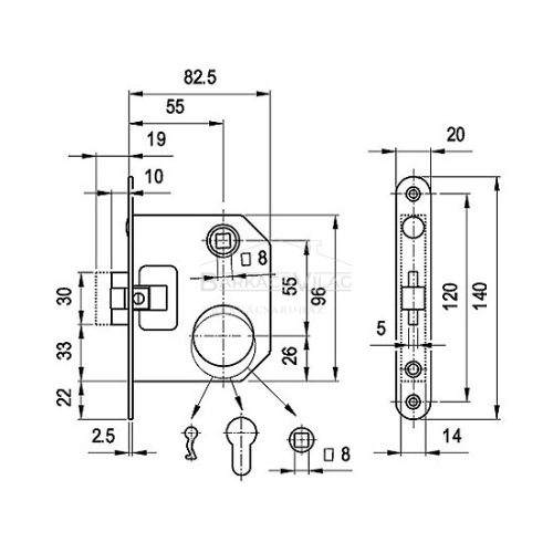 Ajtózár, lővér, kulcslyukas (1391), Elzett Ikva