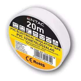 Szigetelőszalag 0,13 x 19 mm fehér 20 m Entac