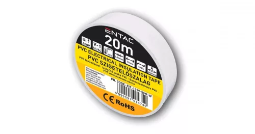 Szigetelőszalag 0,13 x 19 mm fehér 20 m Entac