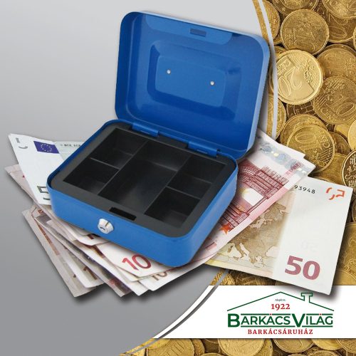 Pénzes kazetta betéttel közepes kék 20 x 16 x 7,5 cm