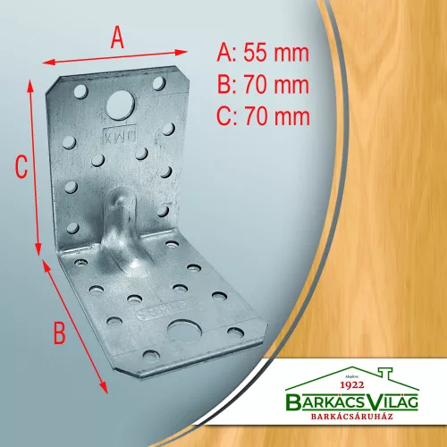 Sarokösszekötő lemez 70 x 70 x 55 mm
