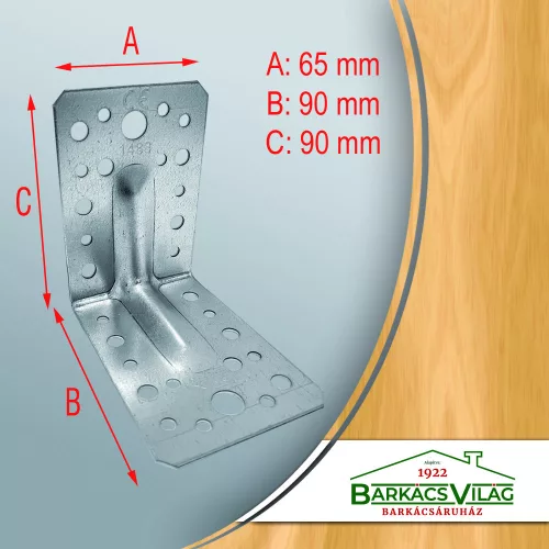 Sarokösszekötő lemez erős 90x 90 x 65 x 1.5 mm