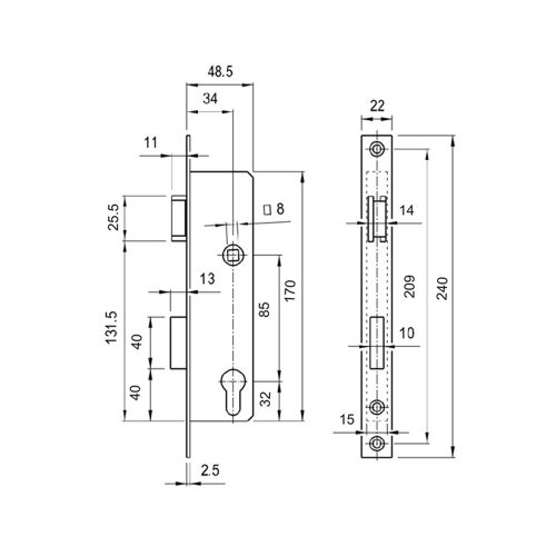 Portálzár 35mm kilincses