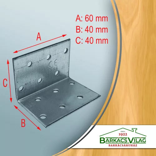 Sarokösszekötő lemez horganyzott, 40x40x60 mm perforált