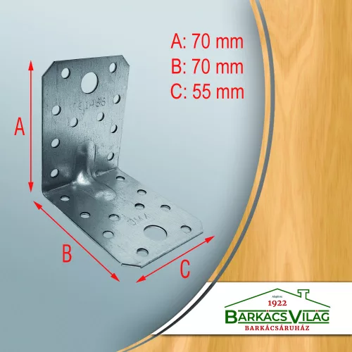Sarokösszekötő lemez 70 x 70 x 55 mm