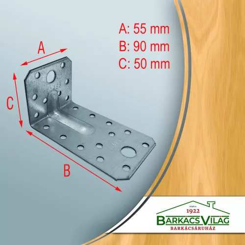 Sarokösszekötő lemez 90x50x55 mm erősített
