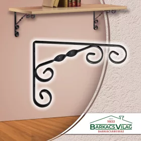 Polctartó konzol díszes fekete fém 180 x 130 mm