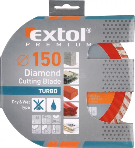 Gyémántvágó TURBO 150×22,2mm, Extol Premium