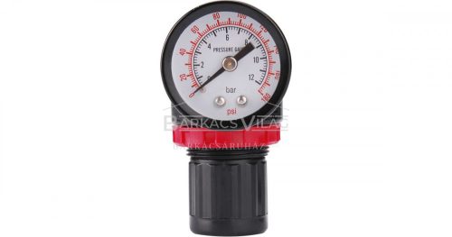 Nyomásszabályozó, manométerrel, max. 8 Bar, 1/4"