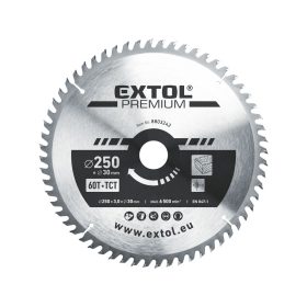   Keményfémlapkás körfűrészlap, 250x2,2x30 mm, 60T Extol Premium