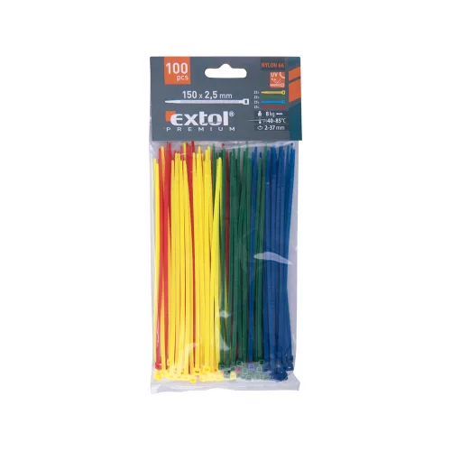 Gyorskötöző 2.5x150 mm 4 színű Extol Premium